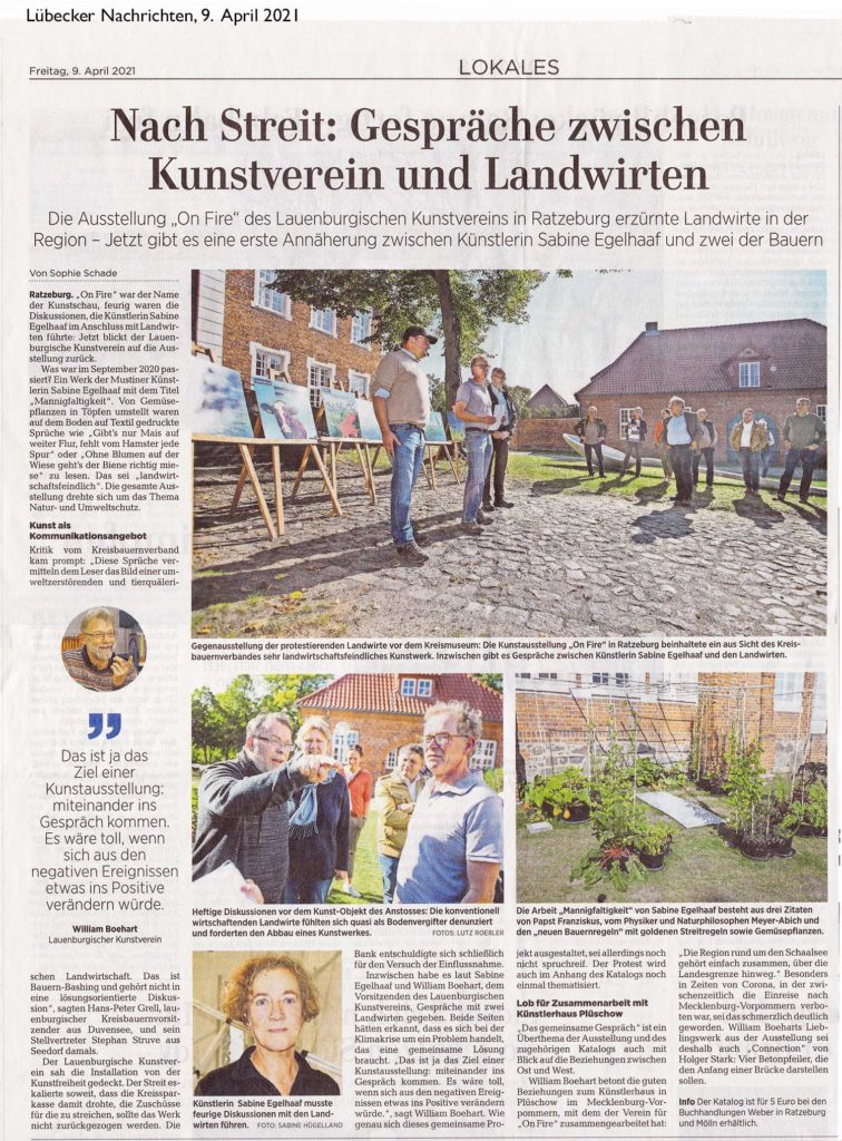 Artikel in den Lübecker Nachrichten vom 9. April 21