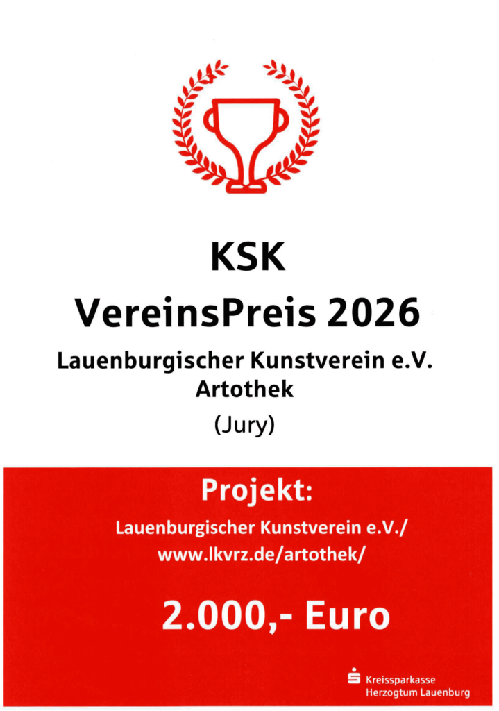 Urkunde zum Vereinspreis der Kreissparkasse Herzogtum Lauenburg für die ARTOTHEK